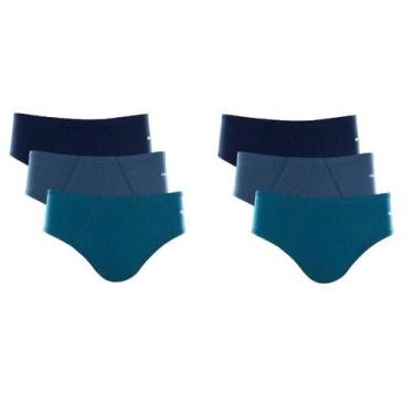 Imagem de Kit Com 6 Cuecas Slip Mash Algodão 010.20, Marinho/Azul Petróleo/Azul 