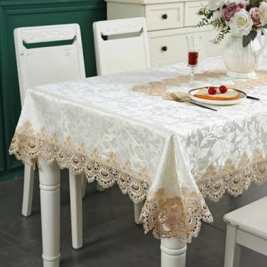 Imagem de Toalha de mesa de renda retangular para piquenique toalha de mesa retangular primavera flor antiga decoração macramê para mesa, sala de jantar, dia das mães, verão, primavera, férias, aniversário