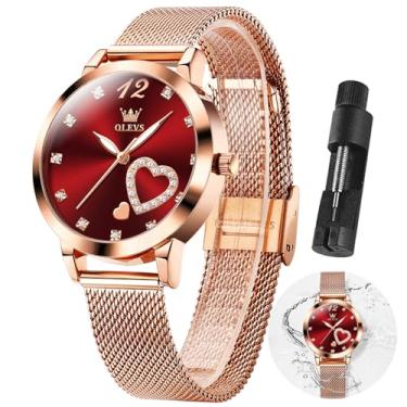 Imagem de OLEVS relógio feminino quartzo - pulseira ultrafina em aço inoxidável com malha respirável, mostrador luminoso e resistente à água 30m - presente elegante para mulheres