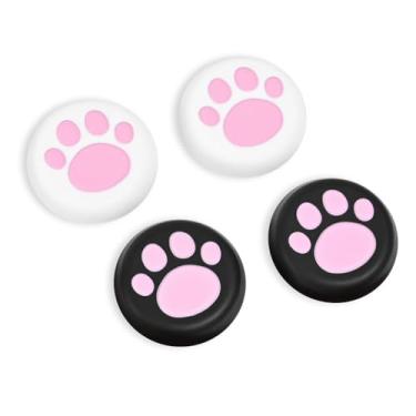 Imagem de DLseego Punhos de polegar projetados para Nintendo Switch 2 2025, silicone macio Joycon controle analógico capa protetora antiderrapante 4 peças botão Joy Con Joystick Caps capas de garra de gato