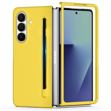 Imagem de YSLBWLE Capa para Samsung Galaxy Z Fold 7 com caneta S, capa de telefone fina e de proteção de nível militar, capa protetora à prova de choque de PC rígido (amarelo) 30-zfold7-08