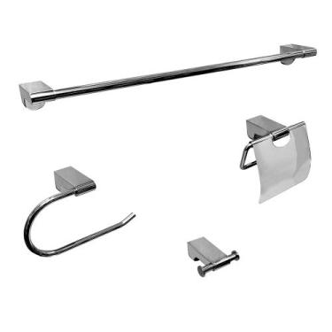 Imagem de Acessórios para Banheiro Kit Luxo 4 Peças Cromado Inox - ZRZ