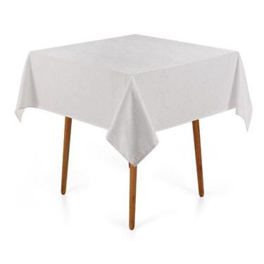 Imagem de Toalha Mesa Quadrada 4 Lugares Jacquard Melli Branca Karsten