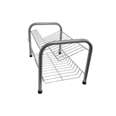 Imagem de Escorredor Duplo De Louça 13 Pratos Porta Talheres 2 Andares - Evrodu,