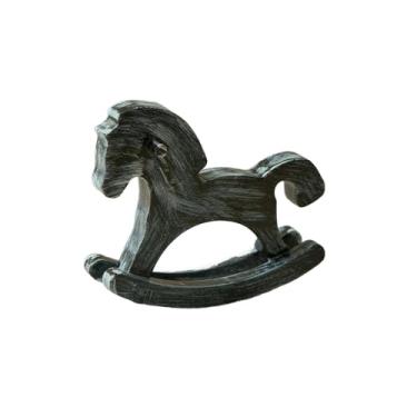 Imagem de IEUDNS Cavalo de balanço de madeira, decoração de mesa, decoração criativa, artesanato exclusivo, minimalista, coleção de souvenirs, estátua de cavalo, Azul