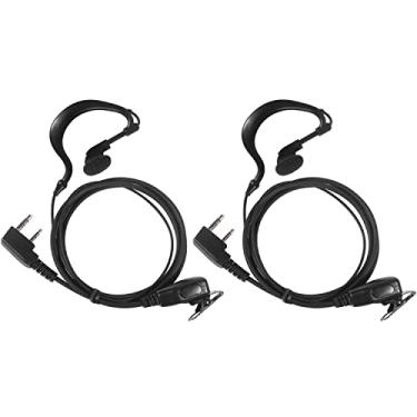 Imagem de KANMIT Fone de ouvido Kenwood Walkie Talkie para Baofeng uv-5r uv-9r bf-888s bf-f8hp tk-2202 tk-2402 tk-3402 nx-200 nx-320 Icom Retevis rádio com gancho de orelha em forma de G PU e microfone PTT