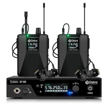 Imagem de D Debra Pro ST-102 Sistema sem fios de monitores de ouvido estéreo UHF, transmissor e recetor de 530 - 580 Mhz, ideal para cenários, estudos e discursos (monocanal, 2 mochilas)