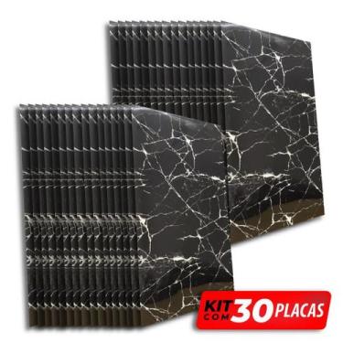 Imagem de Kit 30 Placa Adesiva Parede Painel Mármore Preto 30x60cm Premium - Tri
