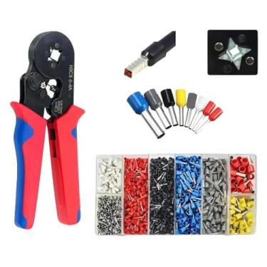 Imagem de Alicate Crimpador Kit Prensa Terminais Com 1200 Terminais Tubulares Ilhós (0,25-10 mm²)
