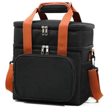 Imagem de Bolsa Termica Marmita Lancheira Grande Alça Transversal Ombro Trabalho Passeio Academia Dois Andares