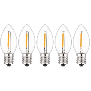 Imagem de Lâmpada noturna de mini candelabro C7 regulável, lâmpadas LED de Natal, branco quente 2700K, 0,5 W (equivalente a 10 W), base de candelabro E12, perfeita para férias, Natal, decoração de casa, pacote