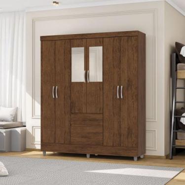 Imagem de Guarda Roupa Casal Abruzzo 6 Portas de Bater 2 com Espelhos 2 Gavetas 