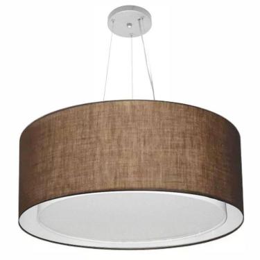 Imagem de Lustre Pendente Cilíndrico Duplo Vivare Md-4302 Cúpula Em Tecido 60x30cm - Bivolt Café...