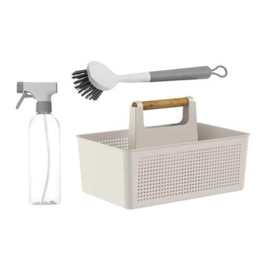 Imagem de Kit Acessórios de Limpeza 3 Peças Organizador Lavanderia Flow Ou, Bege
