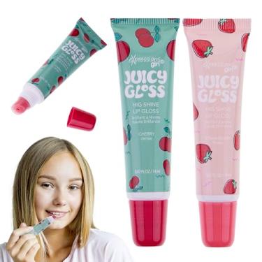 Imagem de EXPRESSIONS Conjunto De 2 Glosses Juicy Gloss - Batom Com Alto Brilho E Sabor Frutas Para Meninas, Presente Seguro Não Tóxico Meninas (Morango Cereja)