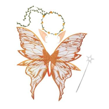 Imagem de YIJU Conjunto de fantasia de fada com varinha e orelhas de elfo para apresentação de baile de máscaras, Laranja
