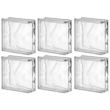 Imagem de Kit 6 Bloco De Vidro 1 Lado Acabamento 19X19X8 Tradestar