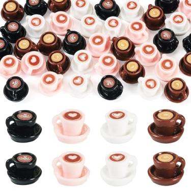 Imagem de Spritewelry Berloques de café de resina 3D fofo imitação de bebida, mini minúsculos pingentes de cappuccino de café para fazer joias, colar faça você mesmo, brinco, pulseira, chaveiro, artesanato
