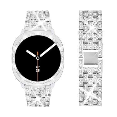 Imagem de SUPOIX Pulseira com capa compatível apenas com Samsung Galaxy Watch 8 de 40 mm, pulseira de substituição feminina Bling de 20 mm e capa protetora de policarbonato para Galaxy Watch 8 de 40 mm (prata
