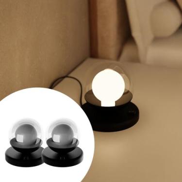 Imagem de Kit 2 Abajur Luminárias De Mesa Moderno dama Alumínio com Globo vidro 