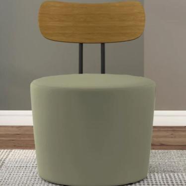 Imagem de Poltrona Redonda Moncler Com Encosto De Madeira - Élpis Móveis Cinza