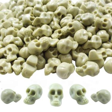 Imagem de Mini cabeças de caveira de plástico, 160 peças, estatuetas decorativas em miniatura, caveiras minúsculas para enchimento de vaso de Halloween, artesanato, casa de bonecas, adereços de brincadeira