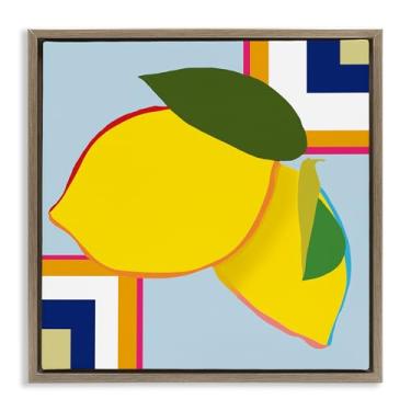 Imagem de Stupell Industries Arte de parede geométrica em tela flutuante marrom limão fruto, design por Daniela Santiago, 63 x 63 cm