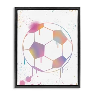 Imagem de Stupell Industries Arte de parede em tela flutuante preta com grafite bola de futebol gotejamento, design por Marcus Prime, 53 x 43 cm