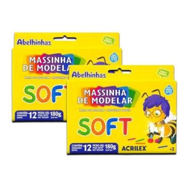 Imagem de Massinha de Modelar SOFT Acrilex com 12 cores Kit com 2 unid