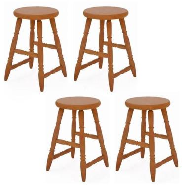 Imagem de Kit com 4 Banquetas de Maderia Bar Baixa Mel Acetinado - Piratini