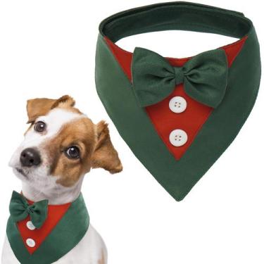 Imagem de Terno formal de Natal FUAMEY para cães com gravata borboleta L