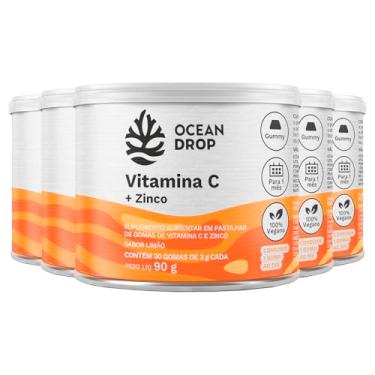 Imagem de Kit 5 Vitamina C + Zinco Ocean Drop 30 Gomas Sabor Limão