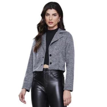 Imagem de Casaco Feminino Cropped Tweed Sawary Fashion - SAWARY FASHION , Cinza,
