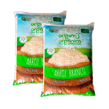 Imagem de Kit 2X: Arroz Agulhinha Longo Branco Origem Orgânica 1kg