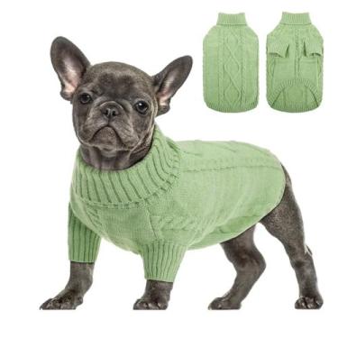 Imagem de Suéter para cães Queenmore Pulôver Cable Knit Turtleneck Green S