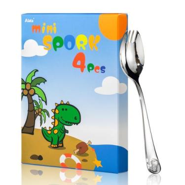 Imagem de Talheres Alata Mini Sporks de 5,7" em aço inoxidável, pacote com 4