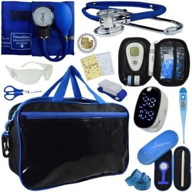 Imagem de Kit Bolsa Cores Aparelho de Pressao Esfigmomanometro Estetoscópio Medi