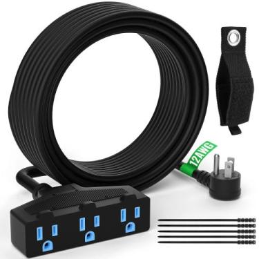 Imagem de Cabo de extensão Elecan 20 pés 3 tomadas 12AWG 15A 125V ETL listado