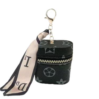 Imagem de Mini bolsa estilo balde vintage europeu e americano com pingente simples, envelope de batom, capa de fone de ouvido vintage, Flor preta