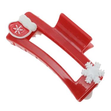 Imagem de Generic Luvas quadradas flocos de neve grampos de cabelo para o Natal 8,5 x 4,5 x 4 cm Vermelho 1 peça