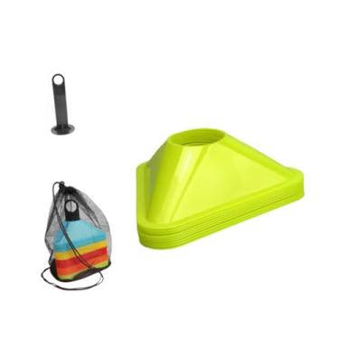 Imagem de Zxpjkyu Conjunto de 10 Cones Triangulares para Treinamento de Agilidade No Futebol, Placa Auxiliar para Futebol, Marcador de Campo de Futebol E Tênis para Tre, Verde