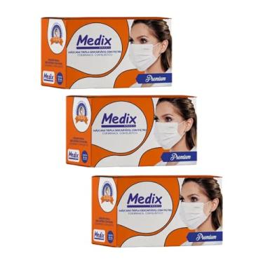 Imagem de Kit 3 caixas de Máscaras Branca Tripla 50 Unidades Descartável com Elástico