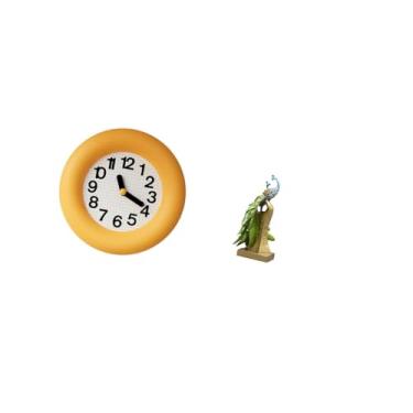 Imagem de Fenteer Relógio de Parede Silencioso E Contemporâneo em Madeira com Escultura de Pavão, Peça Decorativa para Cozinha, Sala de Jantar, Quarto Ou Escritório.