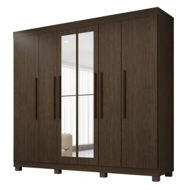Imagem de Guarda-roupa De Casal 100% Mdf 6 Portas 4 Gavetas Inglaterra Com Espelho