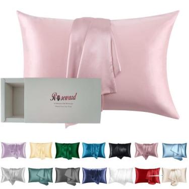 Imagem de Fronha de seda ROSEWARD Pink 22 Momme 100% seda de amora