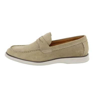 Imagem de Mocassim Loafer Masculino Couro Camurça Nobre Calce Facil Old Money Solado TR Confortavel Macio Tamanho:40;Cor:Areia;Gênero:Masculino;Departamento BS:Esporte