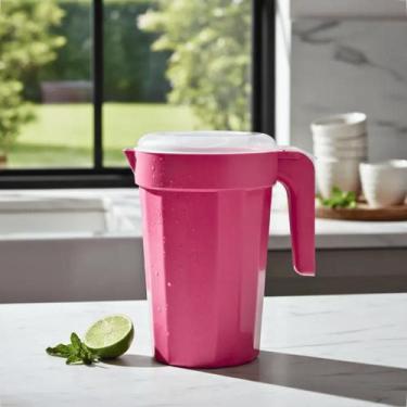 Imagem de Jarra 2L Plástica Tampa Transparente Ideal Para Cozinha e Geladeira - 