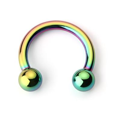 Imagem de BodyBonita Anéis de septo anodizados, anel de nariz de titânio G23, ferradura, anel PA grande 6G 8G 12G, calibres esticados de barra circular roscada internamente para orelhas, joias de piercing