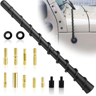 Imagem de Antena de dobra espiral preta, antena de borracha de carro à prova d'água, antena de retrofit flexível de 17 polegadas com parafuso, acessórios externos universais de carro para rádio de carro AM FM