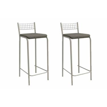 Imagem de Kit 2 Banquetas Sala Jantar Gênova 2b705nk Aço 2 Un Niquel-linho Escuro - Kappesberg